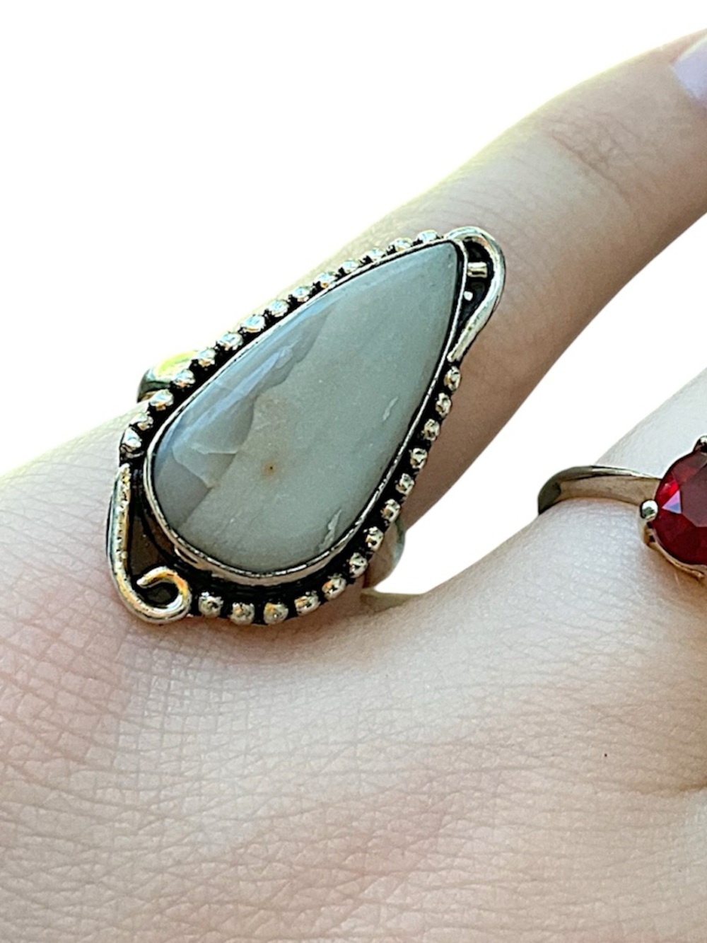 Vintage Sterling Silver Blue Lace Agate Gemstone Ring Size 5.5